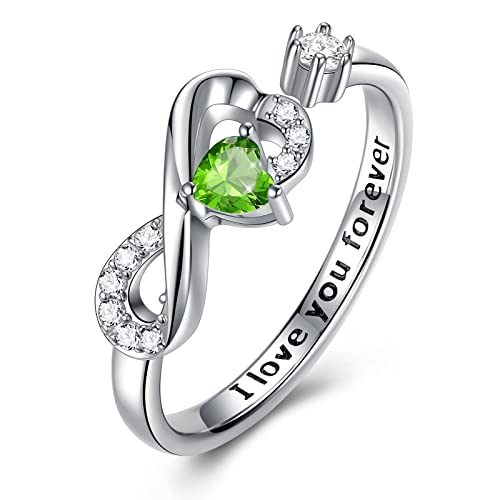 CRYSLOVE Bague Femme Infini en Argent Sterling 925 avec Zircone Ouverte Reglable Anneau Fiançailles Pierre de Naissance Bague Cadeau Original pour Saint...