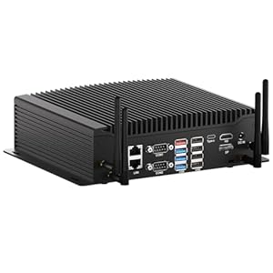 WEIDIAN Industrie PC, Mini PC Win 11 Pro Lüfterloser Core i7-10610U DDR4 8GB RAM 256GB M.2 SSD, 6 x COM RS232/422/485, GPIO, 4K 3xDisplay(HD+DP+Type-C), 2Lan, 8USB, WiFi&BT Auto Power On