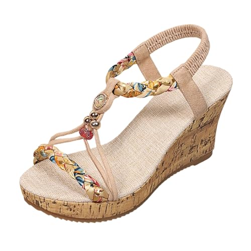 Sandalias de cuña de suela gruesa que alivian el cansancio al caminar en verano