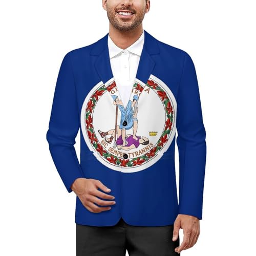 Virginia State Flag Men's Casual Blazers Slim Fit Sport Coats Blazer Two Buttons Suit Jacket for Work Party