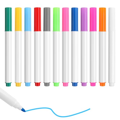 Stalora 12 Couleurs Stylos Fluorescents LED, marqueurs feutre, Feutres Effaçables pour Dessin et Tableau, Marqueurs Magiques pour Enfants, Kit de 12 Pièces...