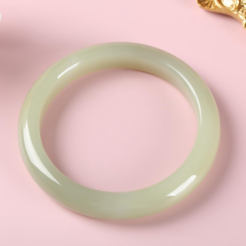 Bracciale rigido in vera giadeite bianca per donna Braccialetti con pietre preziose naturali per ragazze Braccialetti Regali di buona fortuna