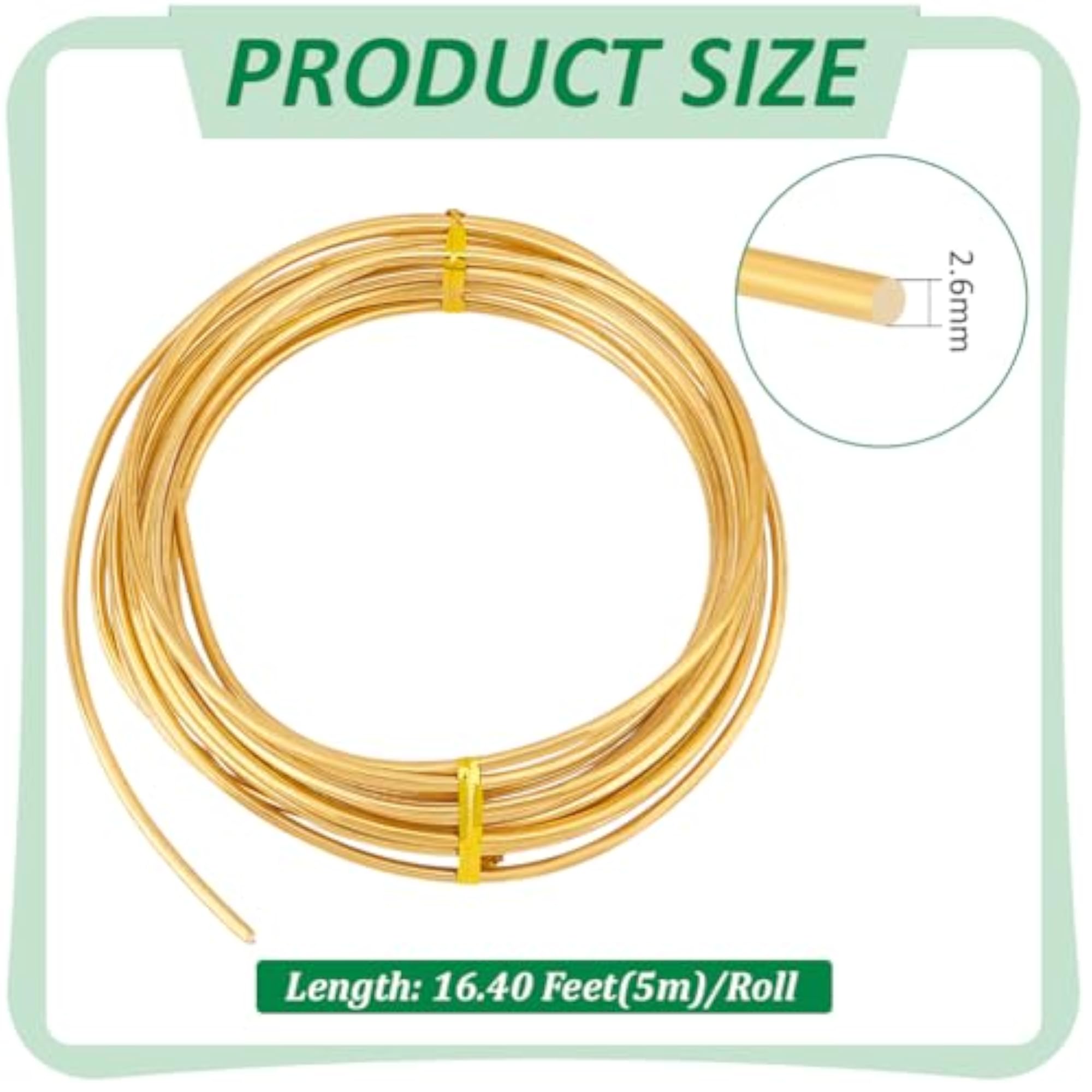 Solid Brass Wire, 10 Gauge, 16.4FT for Crafting