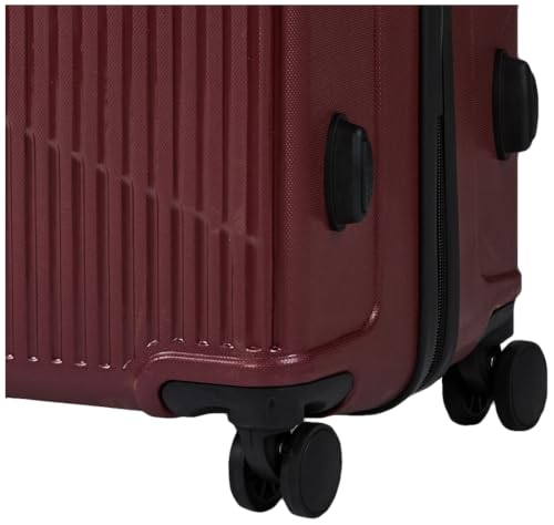 Image of Teakwood Large Size 8 Wheels Trolley Bag, Hard Cabin with Zipper Closure, Adjustable Push Button & Cross Side Strap, Number Lock System 360 Degree (Large, Maroon)