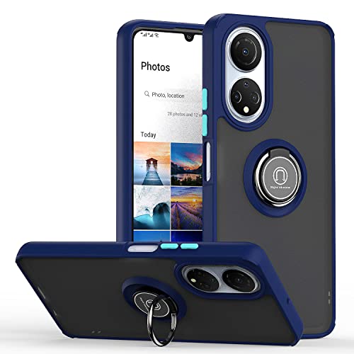 Cover per Honor Play 30 Plus Case custodia per telefono antiurto con anello di supporto hard PC e Bumper opaco traslucido Case - reale tpu blu