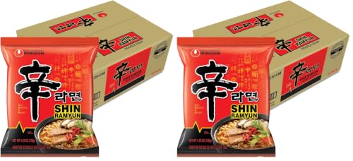 Image of Nongshim Shin Ramyun Noodles, Spicy Korean Signature Instant Ramyun, Rich Beef Flavored Broth, Microwaveable, Korean Instant Noodles, 4.23 oz, Packaging May Vary. (Pack of 40)
