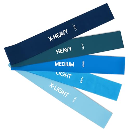 Vive Resistance Bands for Working Out (5 Pack) - Exercise & Workout Resistance Kit - Stretch, Elastic Loop Bands for Physical Therapy, Pilates, Yoga & Gym, for Men & Women - Fitness, Glute Work Out
