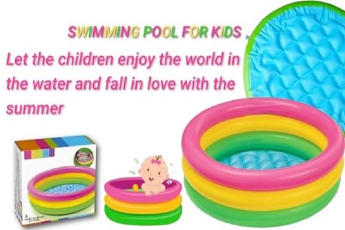 Image of LONGMIRE Baby Pool Bath Tub for 1-3 Years 2 Feet Round 34 inch x 10 inch Sunset Glow Soft Inflatable Baby /Kids | Indoor & Outdoor Swimming Pool for Kids | Multi-Colour
