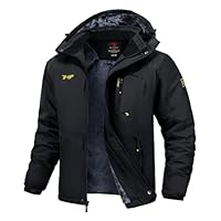 Rdruko Skijacke Herren Warme Winterjacke Gefüttert Verdickt Softshelljacke Wasserdicht Snowboardjacke Atmungsaktiv Funktionsjacke mit Abtrennbarer Kapuze(Schwarz, 4XL)