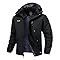 Rdruko Skijacke Herren Warme Winterjacke Gefüttert Verdickt Softshelljacke Wasserdicht Snowboardjacke Atmungsaktiv Funktionsjacke mit Abtrennbarer Kapuze(Schwarz, 4XL)