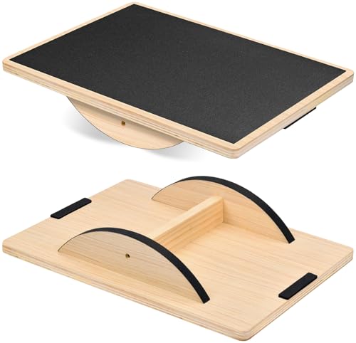 ECHOBUY Tabla de Equilibrio de Madera Plataforma Rectangular 40×30 cm Antideslizante – Tabla Estabilidad para Fisioterapia Oficina y Entrenamiento Corporal