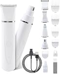 4 in 1 Dog Grooming Kit - Dog Clippers, Rechargeable, Low Noise - Multi-Functional for Hair on Pets Toes Hair Repair on face Around Ears and toenail Grinding