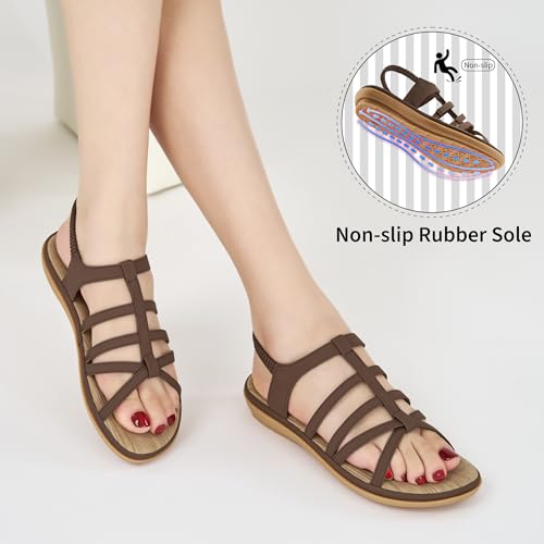 Alicegana Womens Sandals Dressy Summer: Comfortable Gladiator Flat Sandals for Women 2025 Non Slip Casual Walking Beach Shoes2