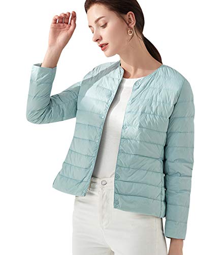 Plumífero Ultraligero Mujer Abrigo Plumas Invierno Plumon Ligero Acolchado Chaqueta Cazadora Señora Azul M