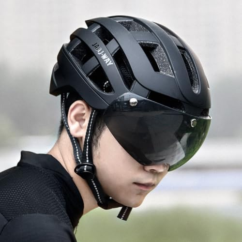Casco con pantalla protectora aerodinámico y visera ventilada para ciclismo de ruta 5