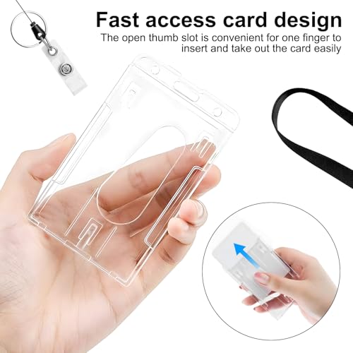2 Sets Ausweishülle mit Band, Transparent Kartenhüllen, Kartenhalter Ausweishüllen, Badge Holder Einziehbare, Einziehbarer Schlüsselanhänger Band, Ausweishalter für Büro Schule ID Card Holder