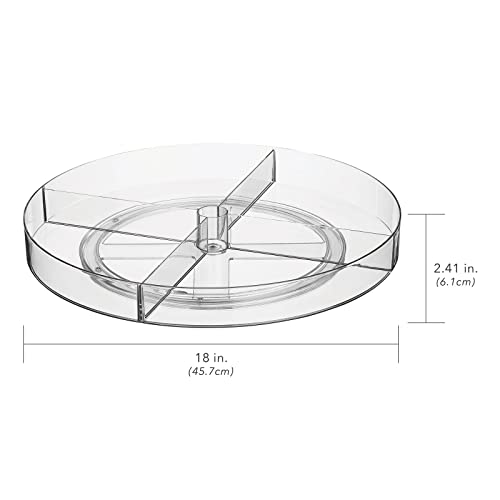 Mdesign Nate Home By Nate Berkus 18-Inch Divided Turntable Organizer | Large Plastic Lazy Susan, With 4 Compartments For Kitchen Cabinet Or Pantry From Mdesign - Clear #TOP2