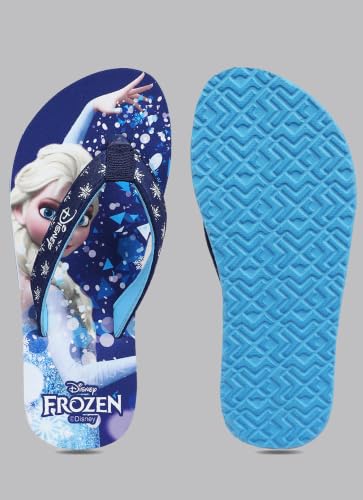 Image of Kidsville Official Frozen Elsa Printed Navy Blue Kids Girls Flip-Flop | Soft, Non-Slip, Indoor, Outdoor, House Slipper, Comfortable & Durable Footwear for Children