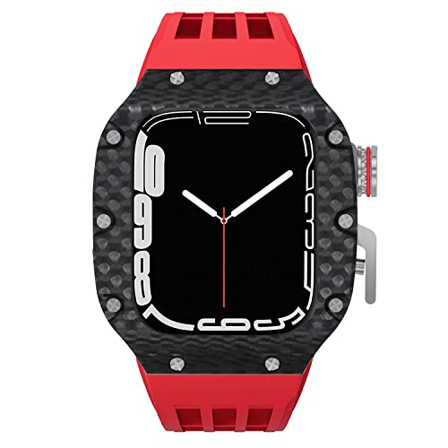Protéger Apple Watch 45mm des Chocs : Kit Boîtier Carbone Antichoc avec Bracelet Fluor Souple - 2