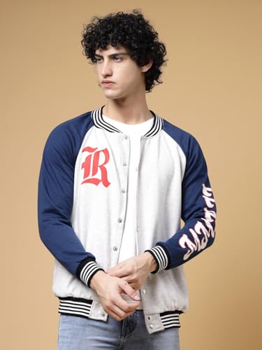 Image of Rigo Varsity Jacket for Men | Streetwear Varsity Jacket | Puff Print Varsity Jacket | Oversized Varsity Jacket for Men