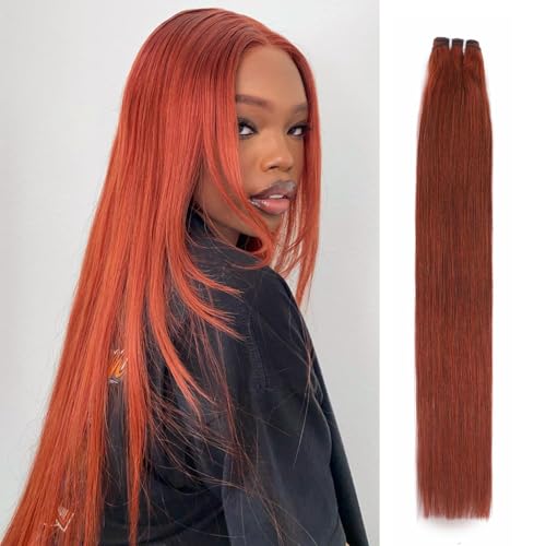 HERMOUS Double Drawn Reddish Brown Bundles 20 Inch, 13A Human