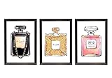 Din A4 Kunstdruck 3er Set - ungerahmt - Parfum Flakon Paris 