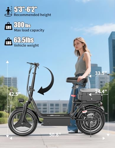 Image of Electric Scooter Adults, 1000W Peak Motor, 35 Miles of Range Scooter with Seat, 25MPH Top Speed, Foldable Escooter with Rear Box for Pets and Cargo, Dual Suspension for Commuting