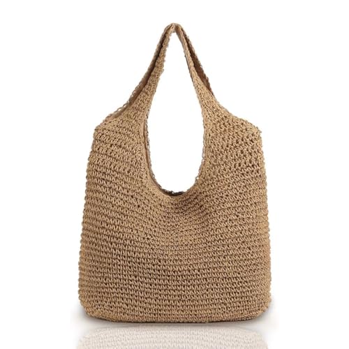 Bolsa de Praia Feminina Grande de Palha com Forro, Saco Estilo Verão para Piscina, Praia e Viagem, Alças Resistentes, Leve e Espaçosa, Ideal para Looks Casuais e Passeios de Férias