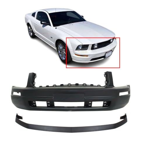 FitParts Compatible with Front Bumper Covers Kit 2005-2009 Ford Mustang W/Turn Signal Light Holes Primed FO1000574 FO1095225, 5R3Z17D957AAA 8R3Z17626AA