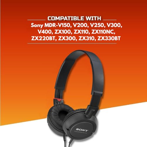 Image of Crysendo Headphone Cushion for Sony mdr zx310a Headphones | 70mm Headphone Cushion Frog Leather Cushion 7cm Ear Cushion | 1.5cm Thick Replacement Ear Pads | Frog Leather & Soft Foam Earpad (Black)