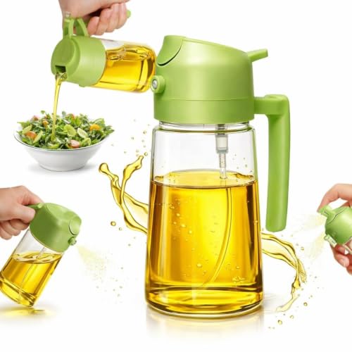 NaturalCozy Oil Sprayer & Dispenser Bottle 2-in-1 Premium Oil Bottle with Spray Nozzle for Healthy Cooking, Air Fryer, BBQ, Salad, Roasting 500ml Ecom Vinayak (Hard Plastic) (Pack 1)