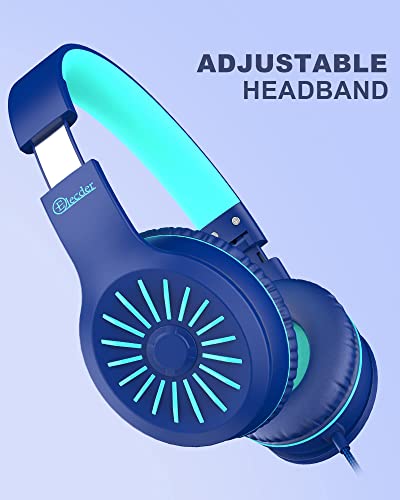 Elecder I45 On-Ear Headphones With Microphone - Foldable Stereo Bass Headphones With No-Tangle 1.5M Cord, 3.5Mm Jack, Portable Wired Headphones For School/Kids/Teens/Smartphones/Travel/Tablet - Blue #TOP2