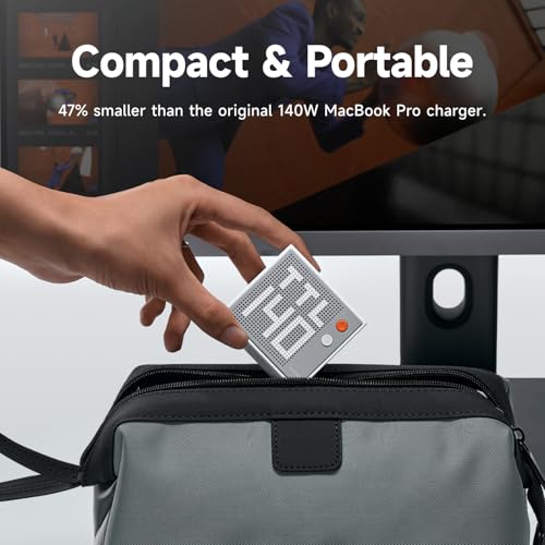 Image of SHARGE Pixel 140 Laptop Charger 140W USB C GaN Charger 3-Port with Smart Dot-Matrix Display PD3.1 Fast Charging for MacBook Pro, iPhone 16 and More