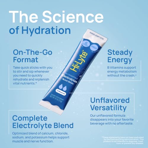 Image of Hi-Lyte Electrolytes Packets - Unflavored Electrolytes Without Stevia - Sodium, Potassium, Magnesium, Vitamins - Hydration for Daily Wellness, Keto, Fasting - No Sugar, No Carbs