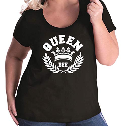 Queen Bee Womens Plus Size Scoopneck T in Black - 1X (14/16)