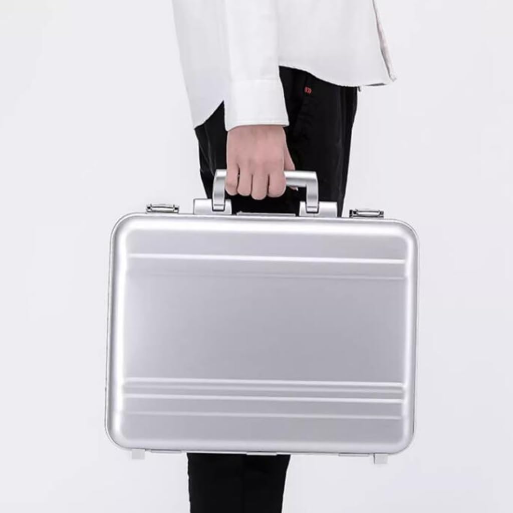 Valigetta in alluminio, valigetta portatile da lavoro, per la casa, per il trasporto di contanti e attrezzi (46 x 35 x 11,5 cm)