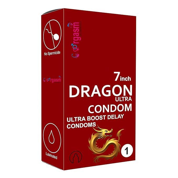 Goorgasm jumbo drgn 8 inc Dotted Extra Time Condoms-image-23