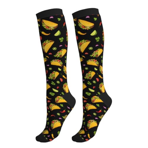 oyebn Taco Compression Socks Women and Men 15-20mmHg-Circulation Support Socks for Athletic Running Cycling