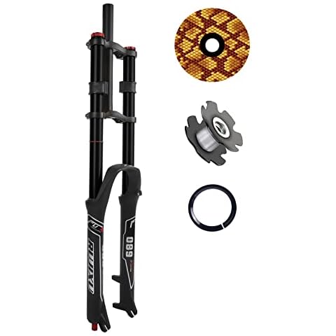 RUJIXU MTB Air Fork 26 27.5 29 Inch Disc Brake DH Suspension Fork 1-1/8" Straight 1-1/2" Tapered Travel 135mm Damping Adjustment Quick Release 2440g (Color : Black Gold, Size : 27.5INCH) Cover