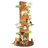 NUNU LAB Luxury Cat Tree for Indoor Cats- 90.5" Super Large Magic Forest Cat Tree Tower with Sisal Scratching Pad, Multiple Condo, Jumping Platforms and Plush Toys for Multi-Cat Household