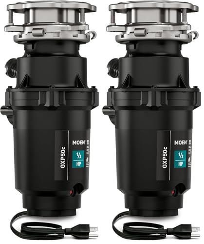 Image of Moen Prep Series PRO 1 /2 HP Continuous Feed Compact Garbage Disposal, Power Cord Included, GXP50C (Pack of 2)