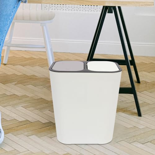 Caneca de basura rectangular de doble compartimento blanca miniatura 2