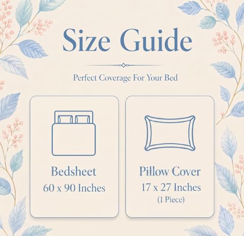 Image of BSB HOME 210 TC Cotton Feel Single Bedsheet with 1 Pillow Cover, Soft & Breathable Floral Printed Bed Sheet, Fade Resistant, Bedding for Home & Bedroom, 60 x 90 Inches (152 x 229 cm) (Oatmeal)