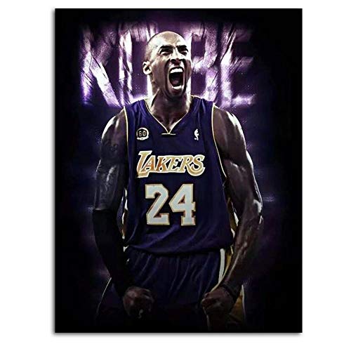 Ghychk Póster de baloncesto Superstar King Kobe-Bean-Bryant, pintura al óleo de lujo,...
