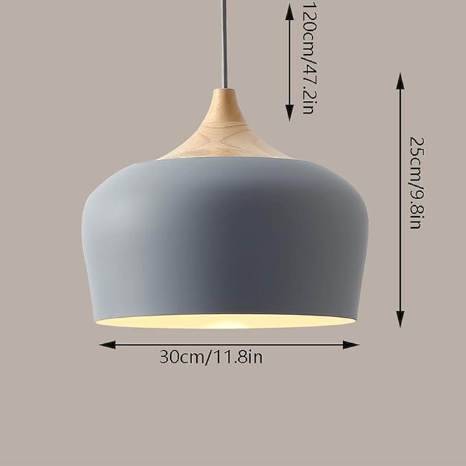 GERAGUR Moderne En Eenvoudige Enkele Kop Kroonluchter Nordic Metalen Lampenkap Hout Kunst Japanse Restaurant Verlichting Bar Opknoping Hanger Slaapkamer Plafond Hanglamp Studeerkamer LED Lamp E27 Lamphouder photo 3