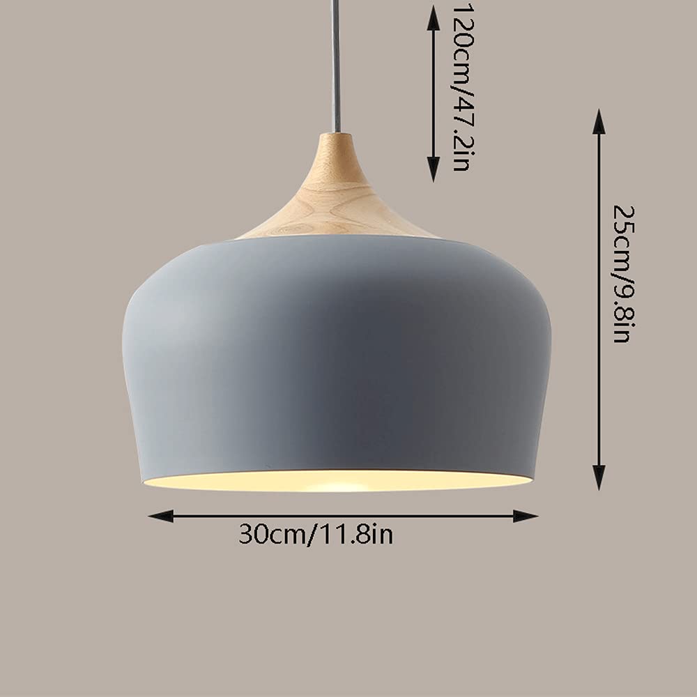 JMEDIC Éclairage Suspendu en Métal Moderne Nordique, Abat-Jour De Lustre en Métal De Couleur De Base E26, Luminaires Quotidiens Simples d'art en Bois, pour Îlot De Cuisine, Bar, Restaurant, Lanterne