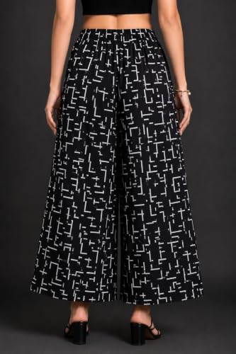 Image of Women Printed Palazzo Pants Combo Pack of 2, Comfortable Elastic Waist Lounge Pants for Women | Relaxed Fit, Loose Fitting Wide Leg Palazzo Pants, Casual Bottom (Available in S to 3XL Size)