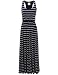 Line Striped Sleeveless Tank Racerback Long Maxi Dresses Navy Size L