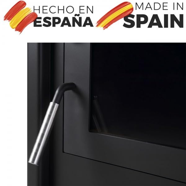 Estufa de leña grande modelo B 14.3 Kw | Chimenea rustica de leña | Estufa de leña clásica para salón salida de humos trasera