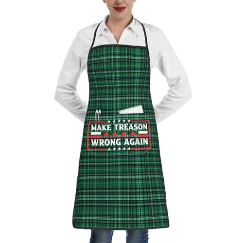 nopicsn Make Treason Wrong Again Apron for cooking with Pockets Women Men Kitchen Chef Funny Aprons